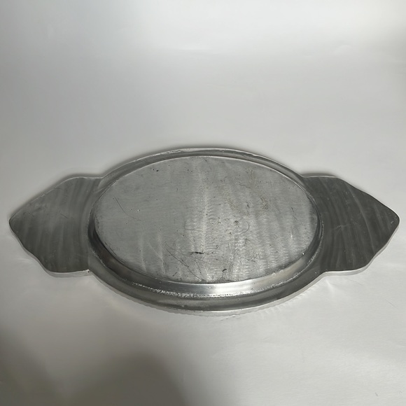 Beautiful large Mexican pewter & painted ceramic platter featuring sunflowers. - Picture 6 of 7